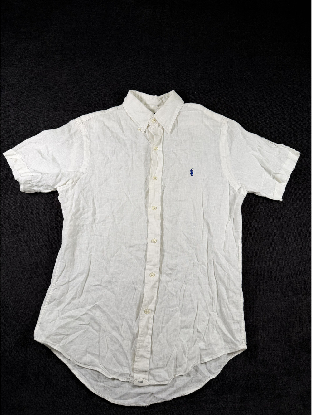 Ralph Lauren Men's White Linen Short Sleeve Button-Up Shirt Size S